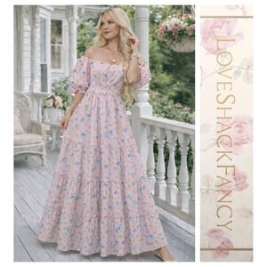 LoveShackFancy x Target Pink Blue Floral Romantic Cottagecore Maxi Dress M